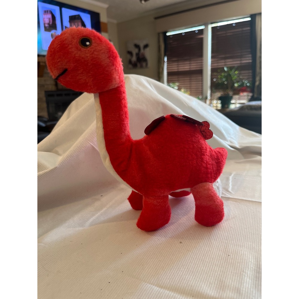 Toms Toy International Red Brontosaurus Dinosaur Plush Stuffed‎ Animal Long Neck